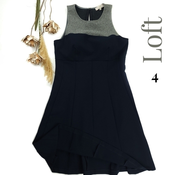 Loft  Blue Grey Color Block Dress Sz 4 - Picture 8 of 8